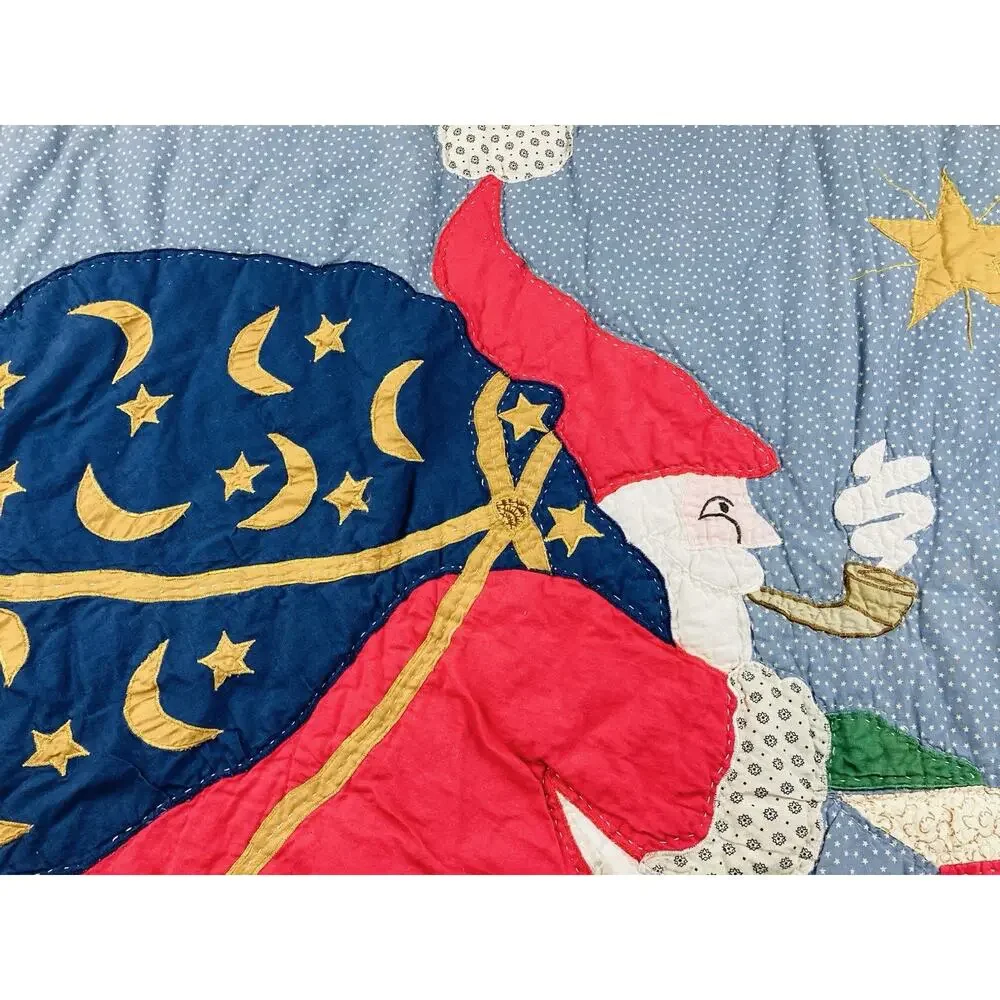 Vintage Folk Santa Christmas Art Wall Hanging Quilted Mary engelbreit Chimney ME